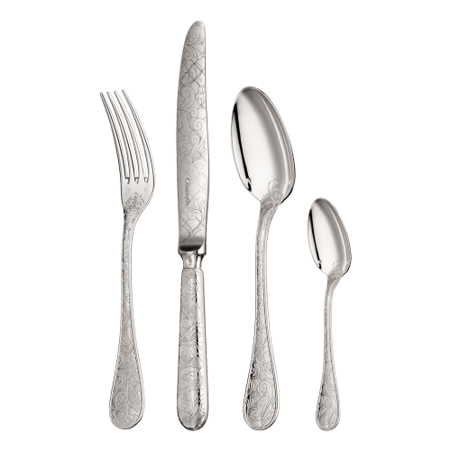 4 Piece Silver Plated Flatware Set Jardin d Eden